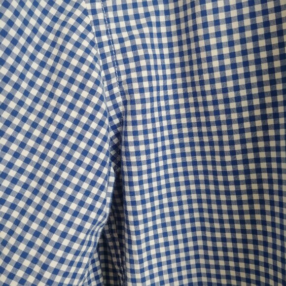 Alan Flusser Mens Large 100% cotton blue white checked button down shirt - Picture 4 of 16